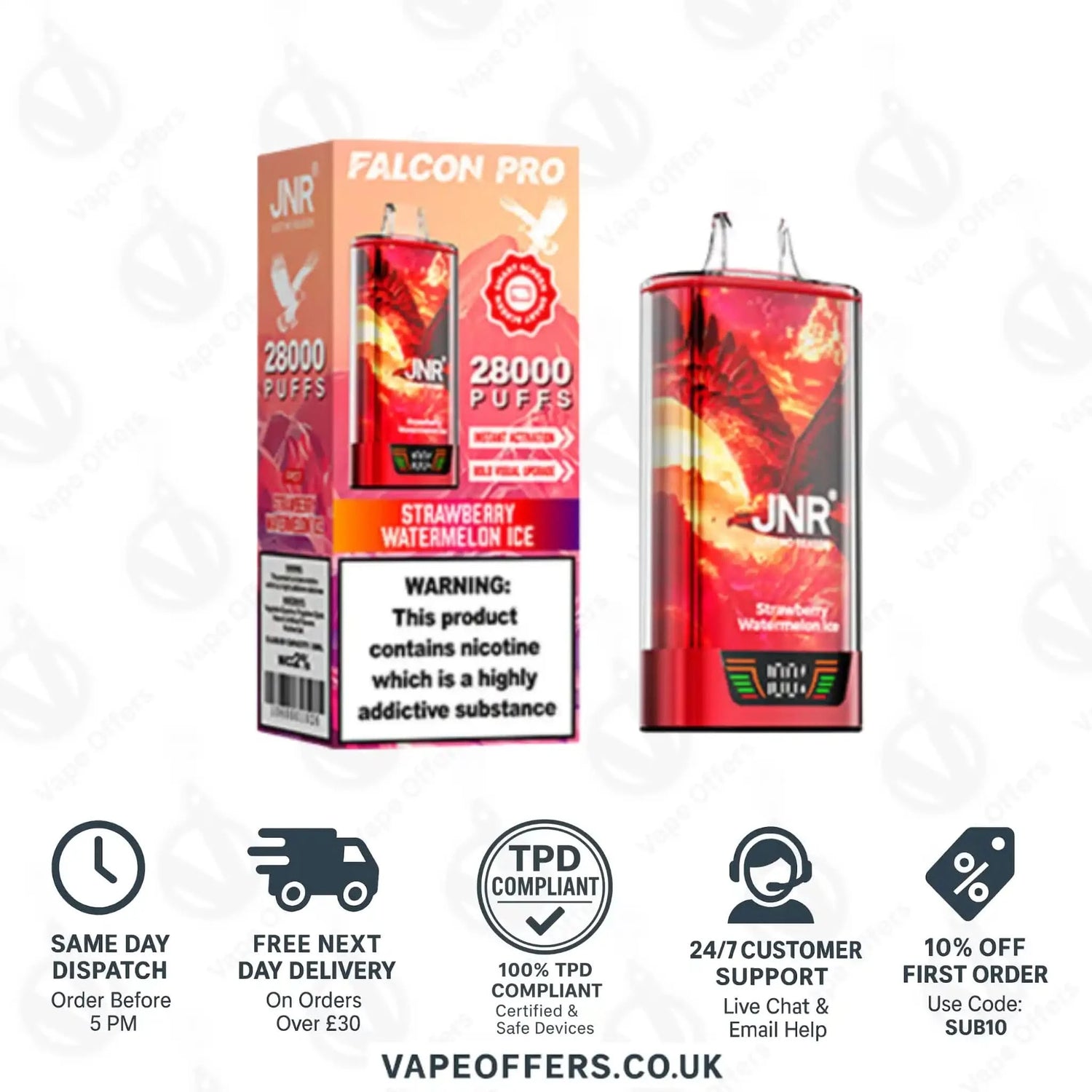 JNR Falcon Pro 28K Prefilled Vape Kit Strawberry Watermelon Ice
