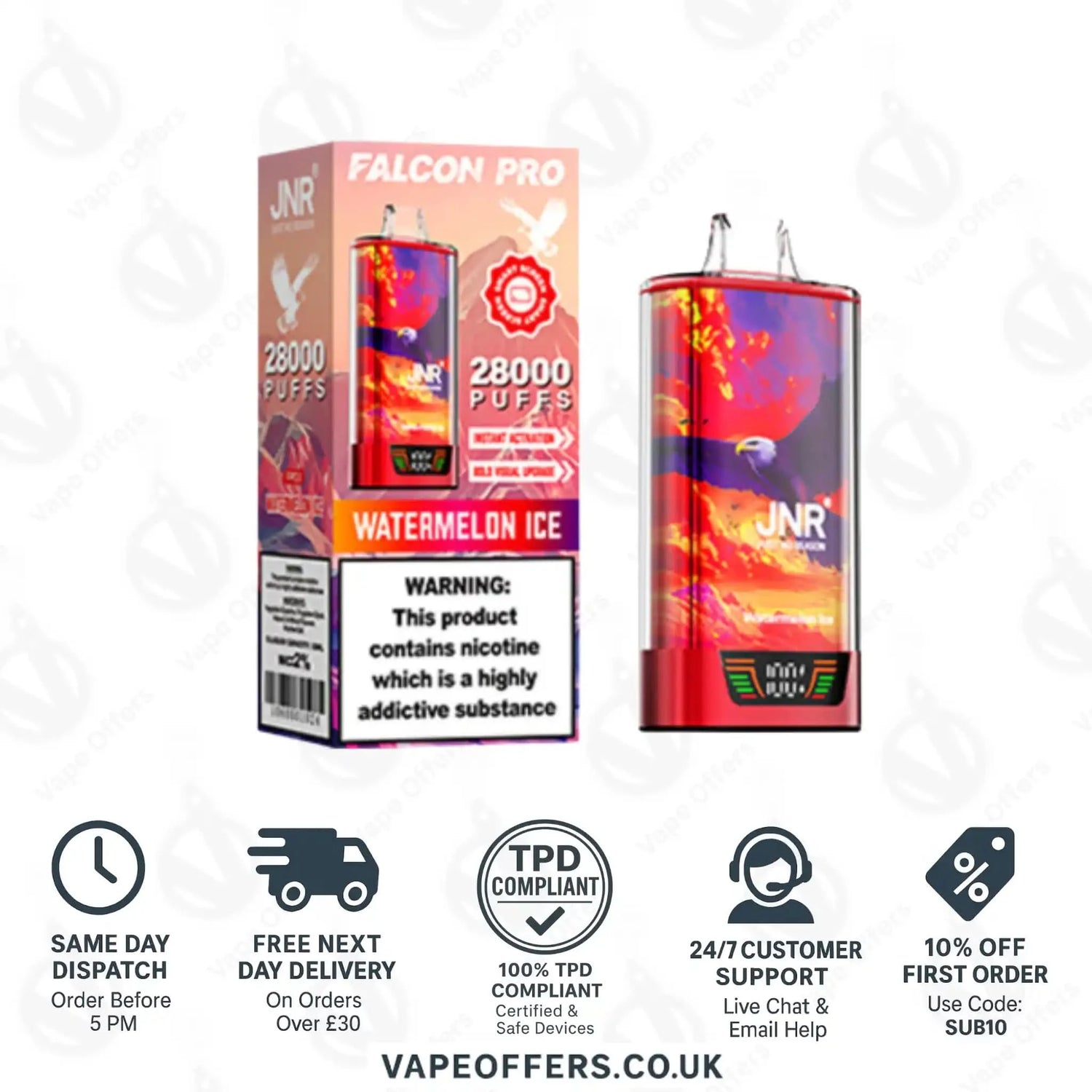 JNR Falcon Pro 28K Prefilled Vape Kit Watermelon Ice