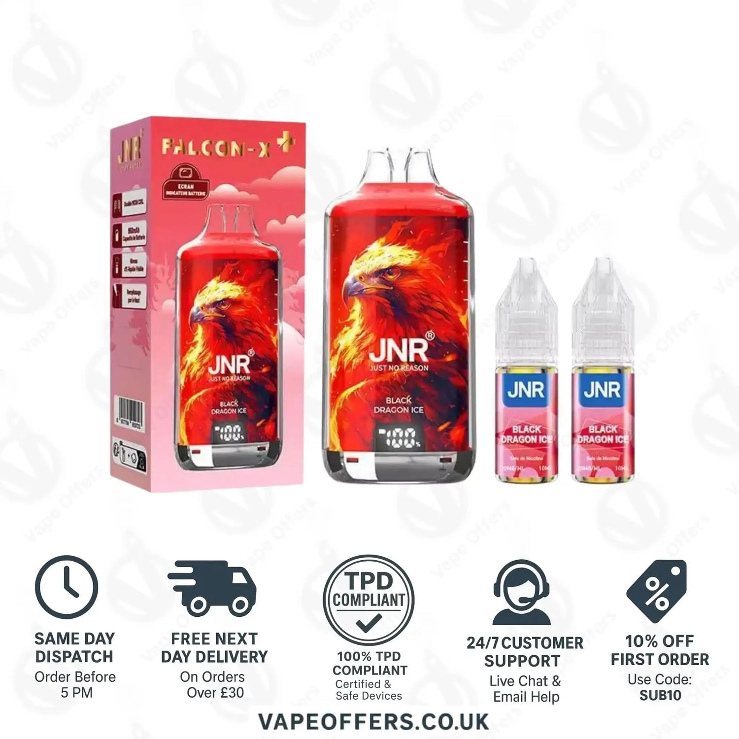 JNR Falcon X Plus 28K Prefilled Vape Kit Black Dragon Ice