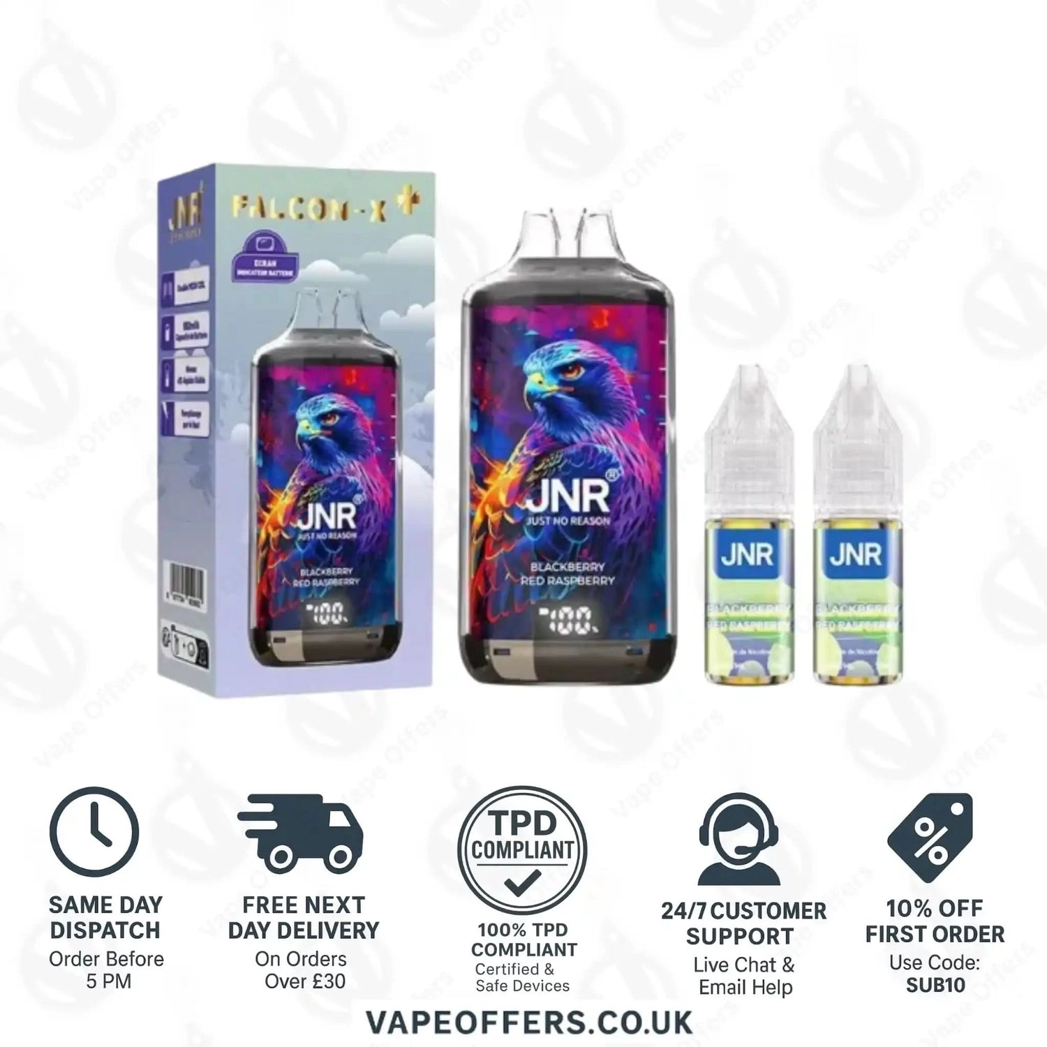 JNR Falcon X Plus 28K Prefilled Vape Kit Blackberry Red Raspberry
