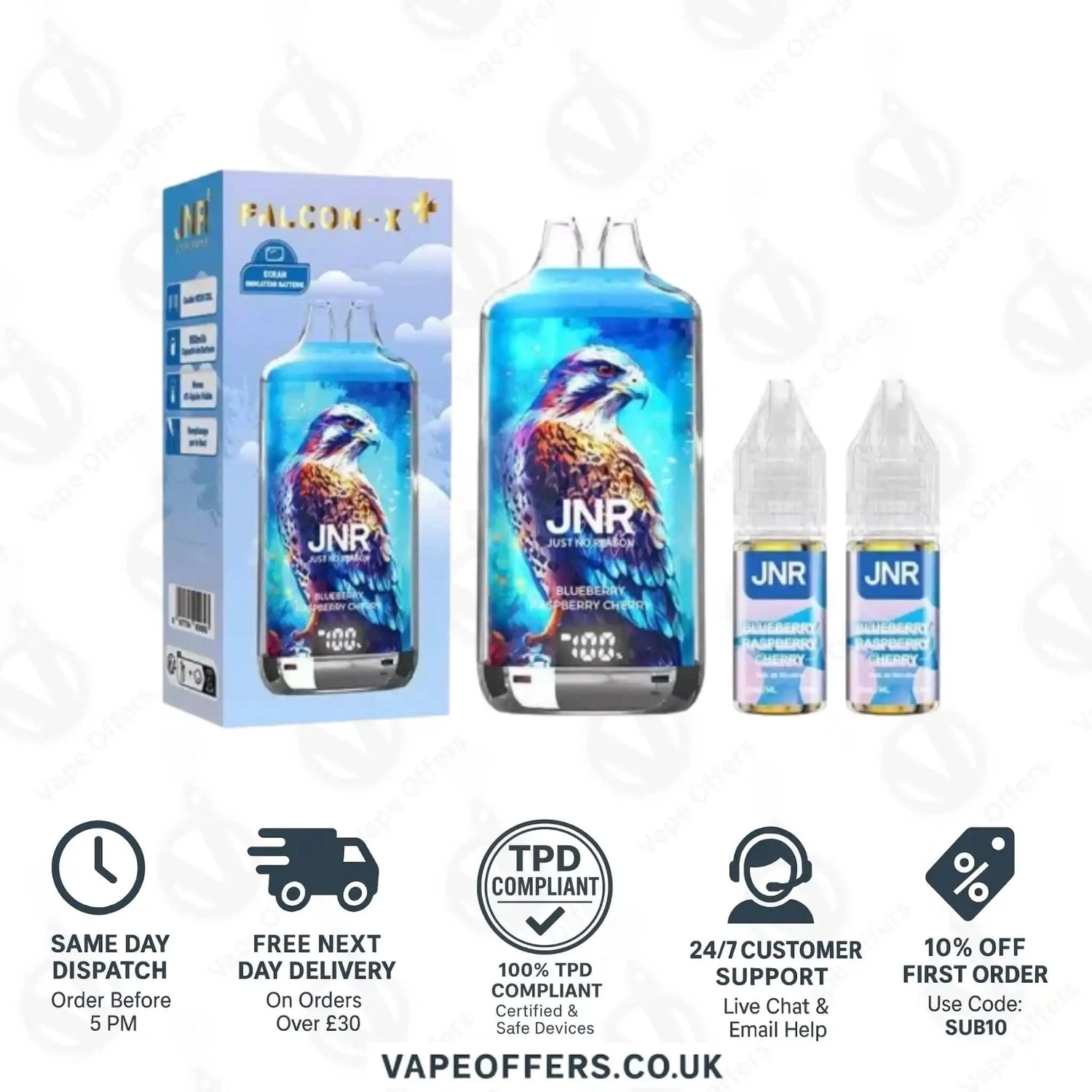JNR Falcon X Plus 28K Prefilled Vape Kit Blueberry Raspberry Cherry
