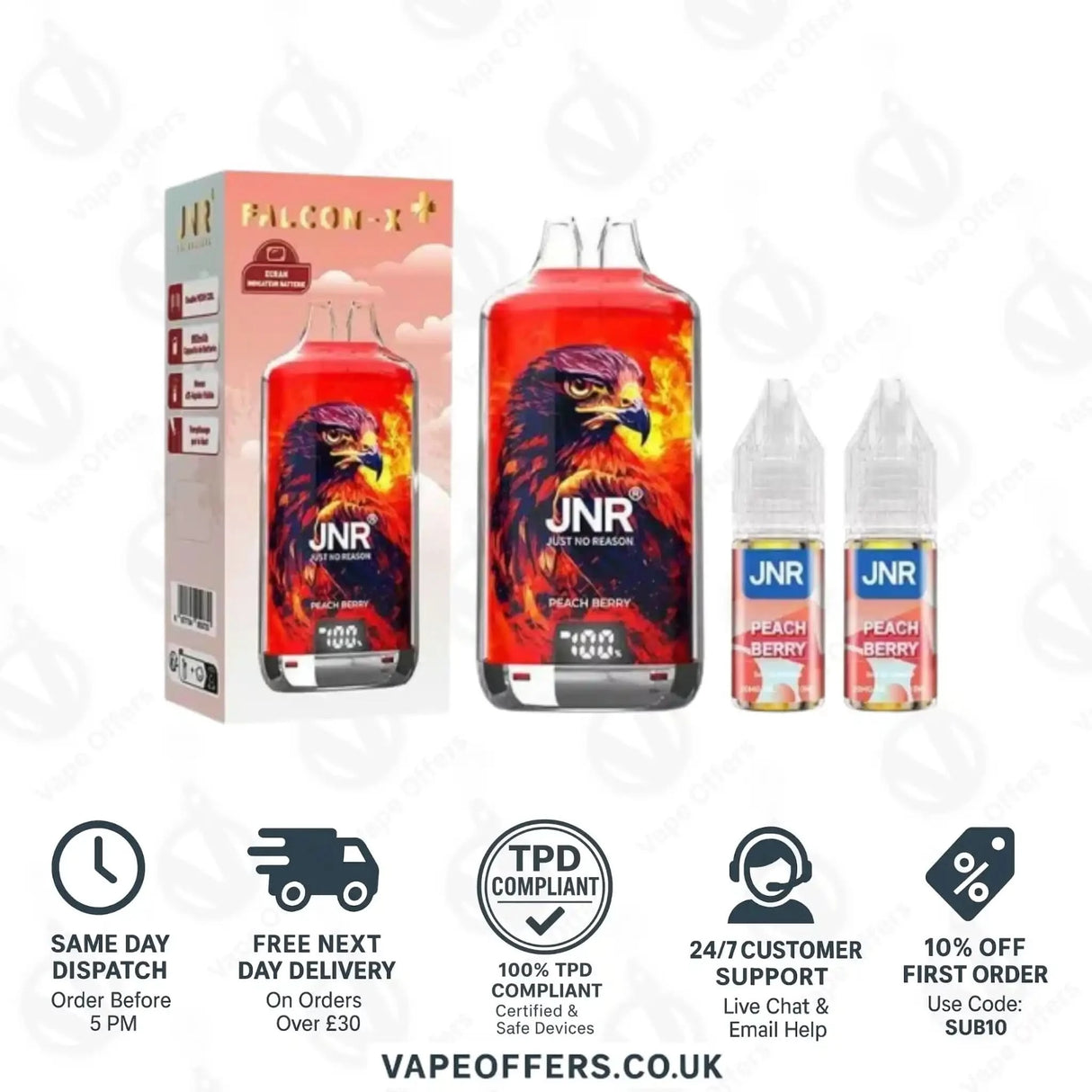 JNR Falcon X Plus 28K Prefilled Vape Kit Peach Berry