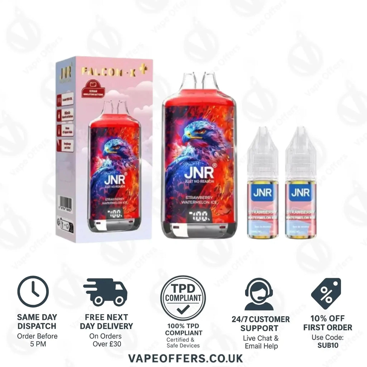 JNR Falcon X Plus 28K Prefilled Vape Kit Strawberry Watermelon Ice