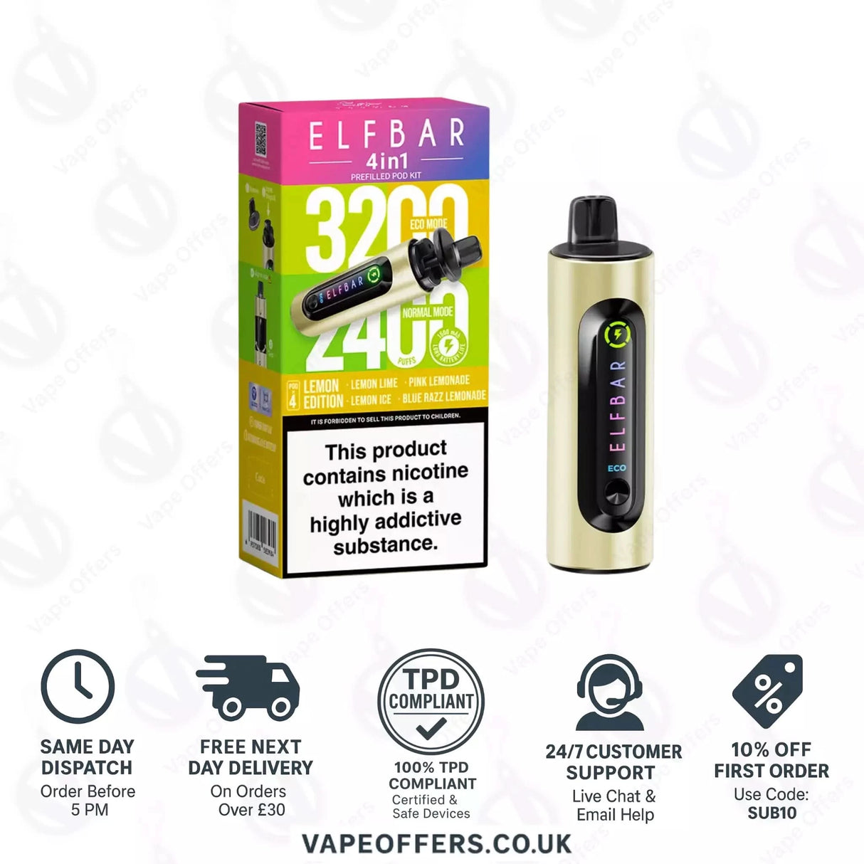 Lemon Edition Elf Bar 4 in 1 3200 Puffs Prefilled Pod Kit