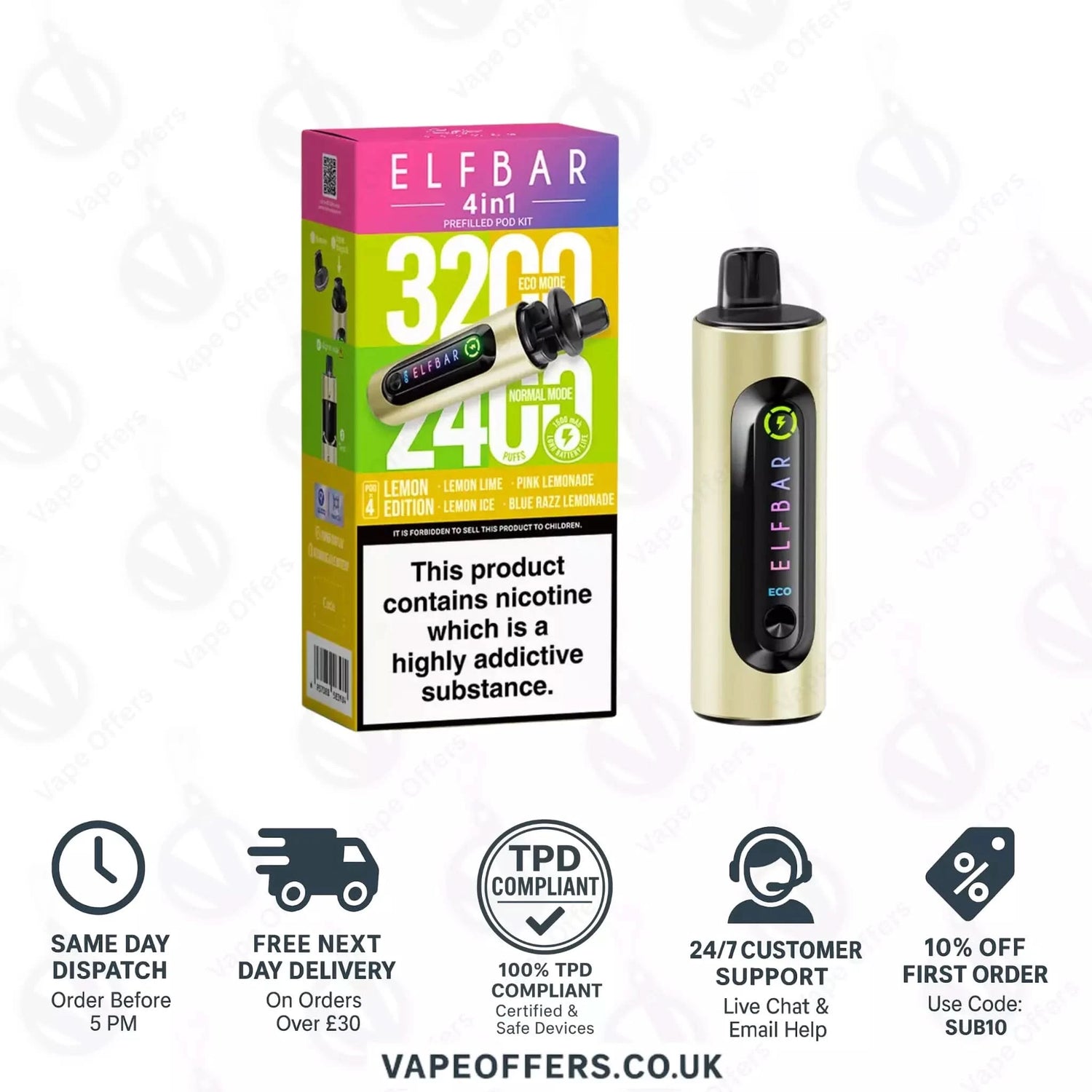 Lemon Edition Elf Bar 4 in 1 3200 Puffs Prefilled Pod Kit