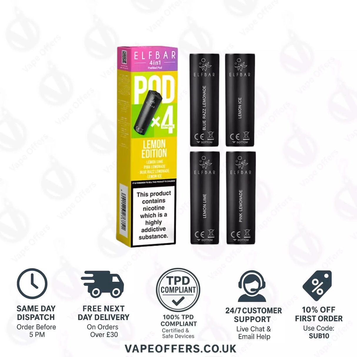 Lemon Edition Elf Bar 4 in 1 3200 Puffs Prefilled Pods