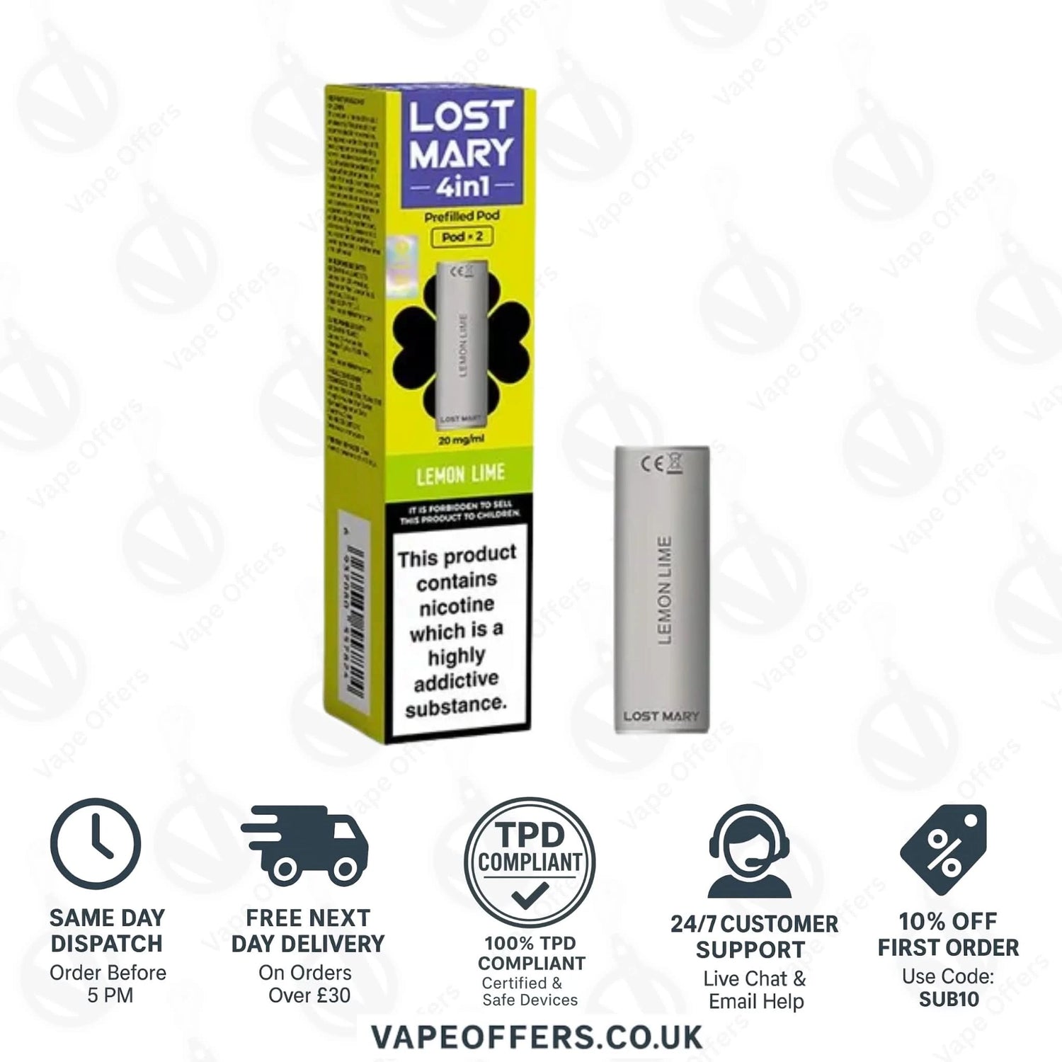 Lemon Lime Lost Mary 4 in 1 Prefilled Pods