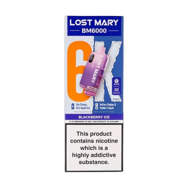 Lost Mary BM6000 Blackberry Ice flavour pod with icy berry notes