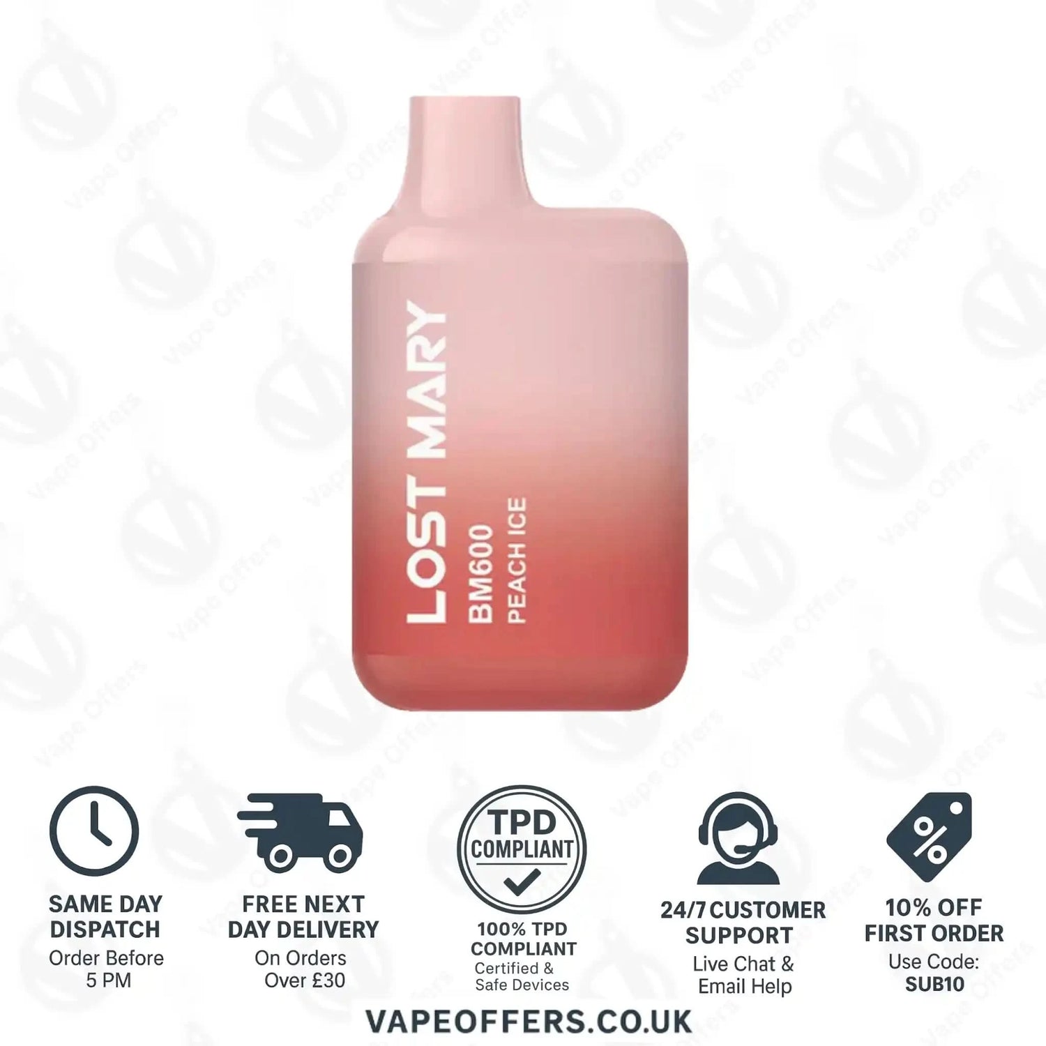 Lost Mary BM600 Prefilled Pod Vape Kit Peach Ice