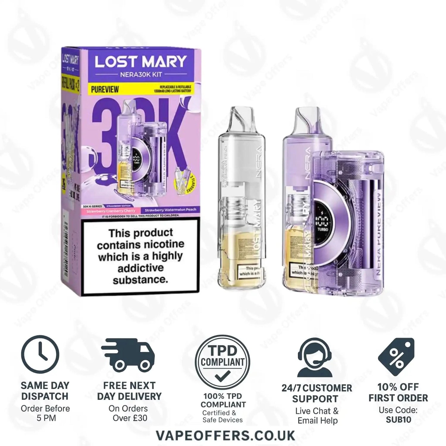 Lost Mary Nera30K Pureview Prefilled Pod Kit Strawberry Edition