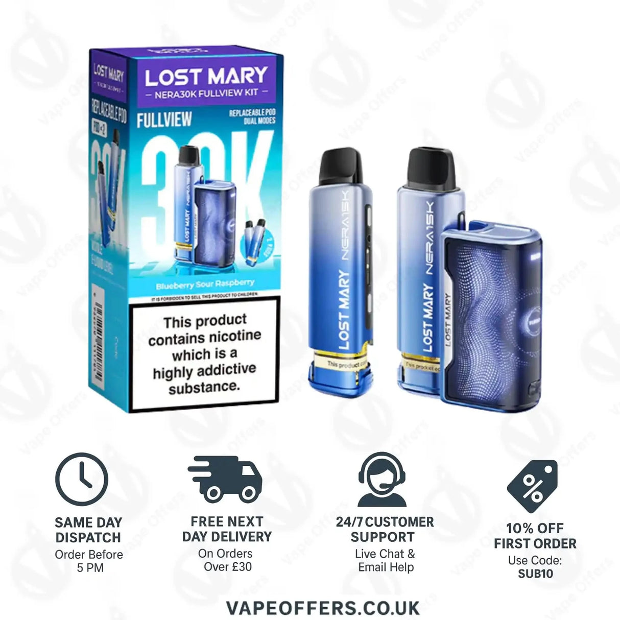 Lost Mary Nera 30K Fullview Prefilled Pod Kit – Blueberry Sour Raspberry