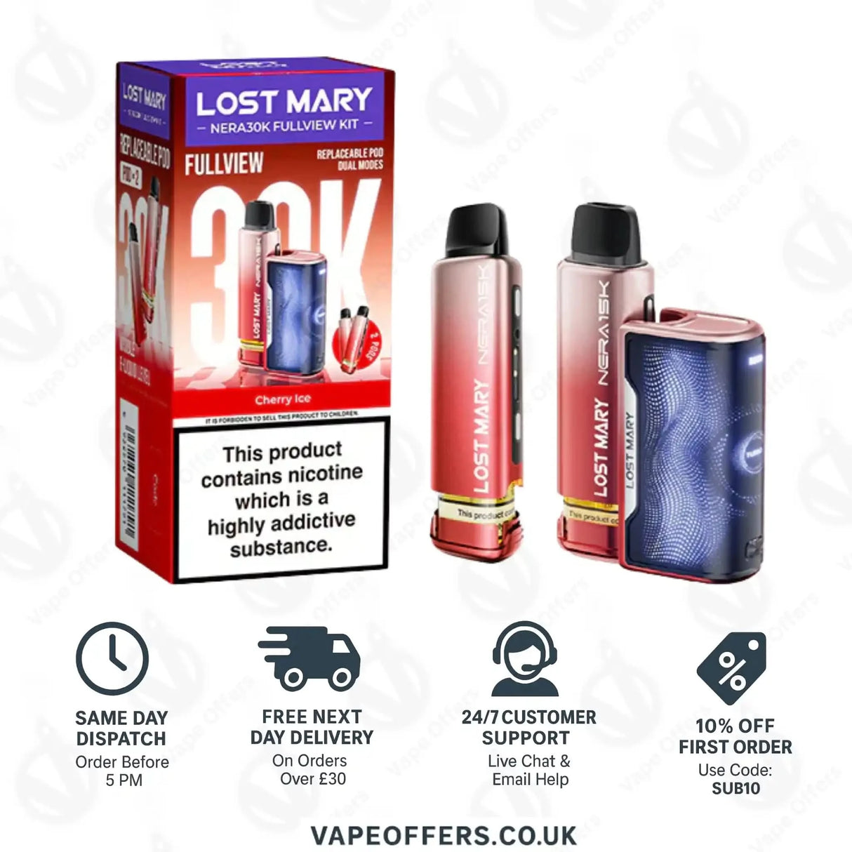 Lost Mary Nera 30K Fullview Prefilled Pod Kit – Cherry Ice