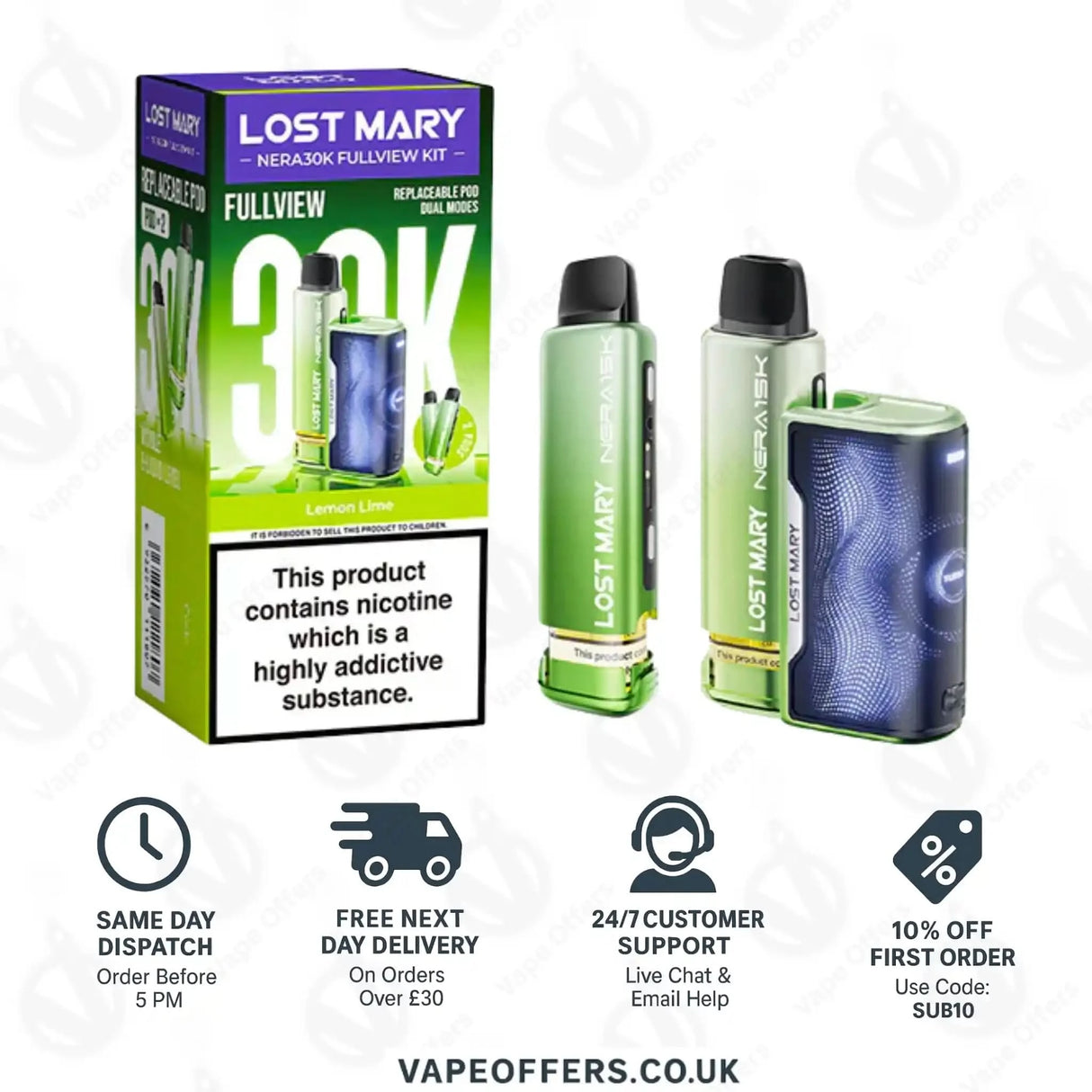 Lost Mary Nera 30K Fullview Prefilled Pod Kit – Lemon Lime