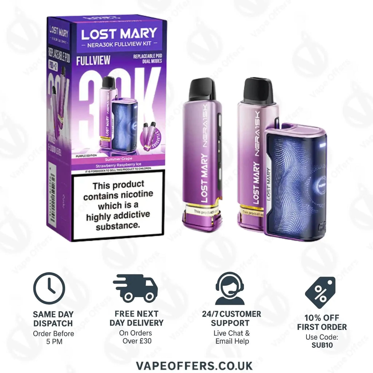 Lost Mary Nera 30K Fullview Prefilled Pod Kit – Purple Edition