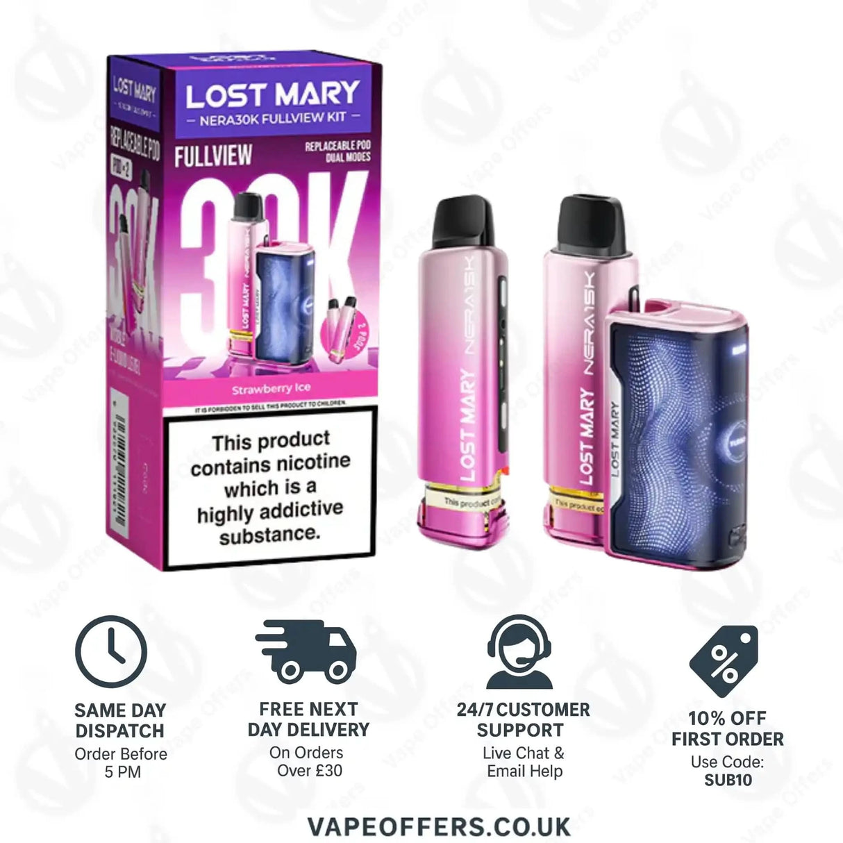 Lost Mary Nera 30K Fullview Prefilled Pod Kit – Strawberry Ice