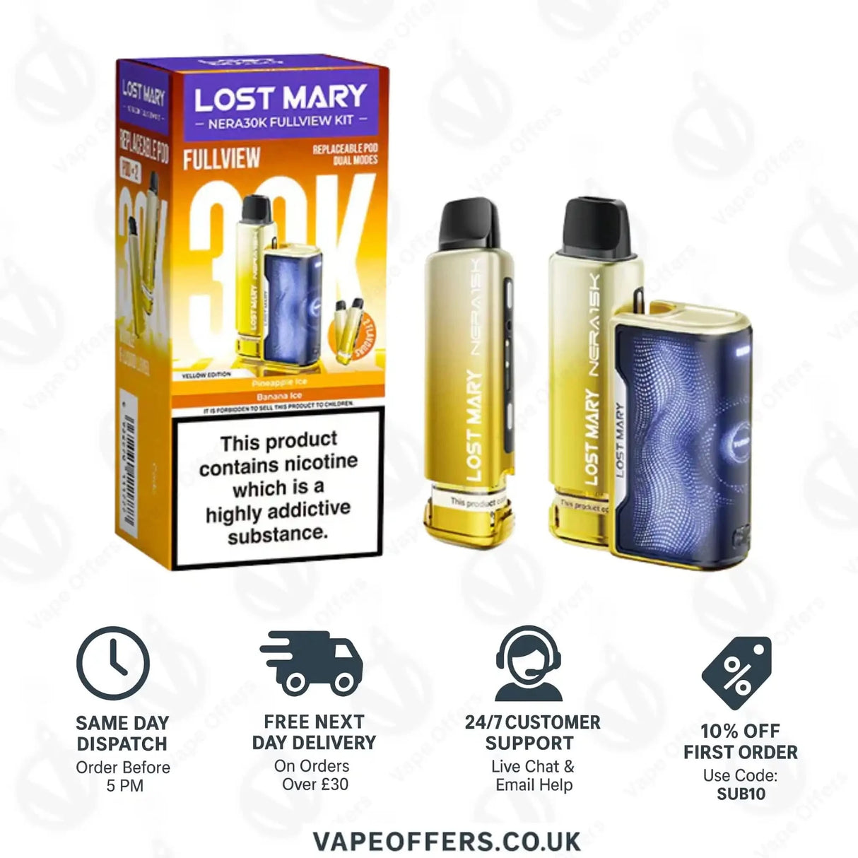 Lost Mary Nera 30K Fullview Prefilled Pod Kit – Yellow Edition