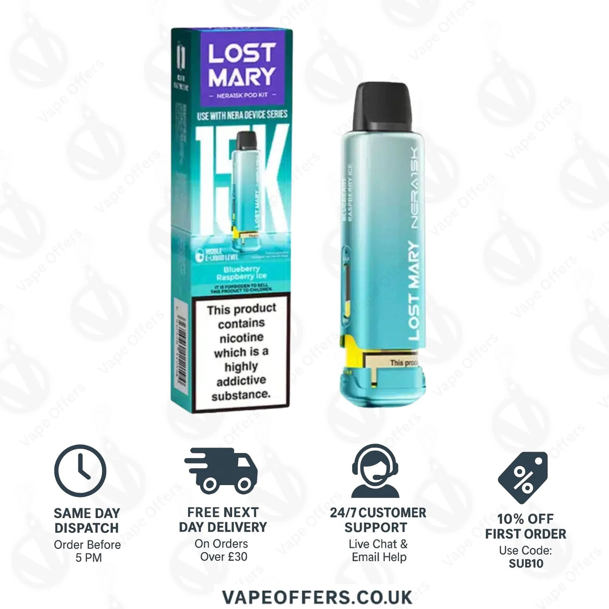 Lost Mary Nera Fullview Prefilled Pod - Blueberry Raspberry Ice