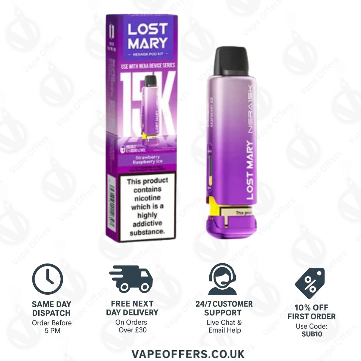 Lost Mary Nera Fullview Prefilled Pod - Strawberry Raspberry Ice