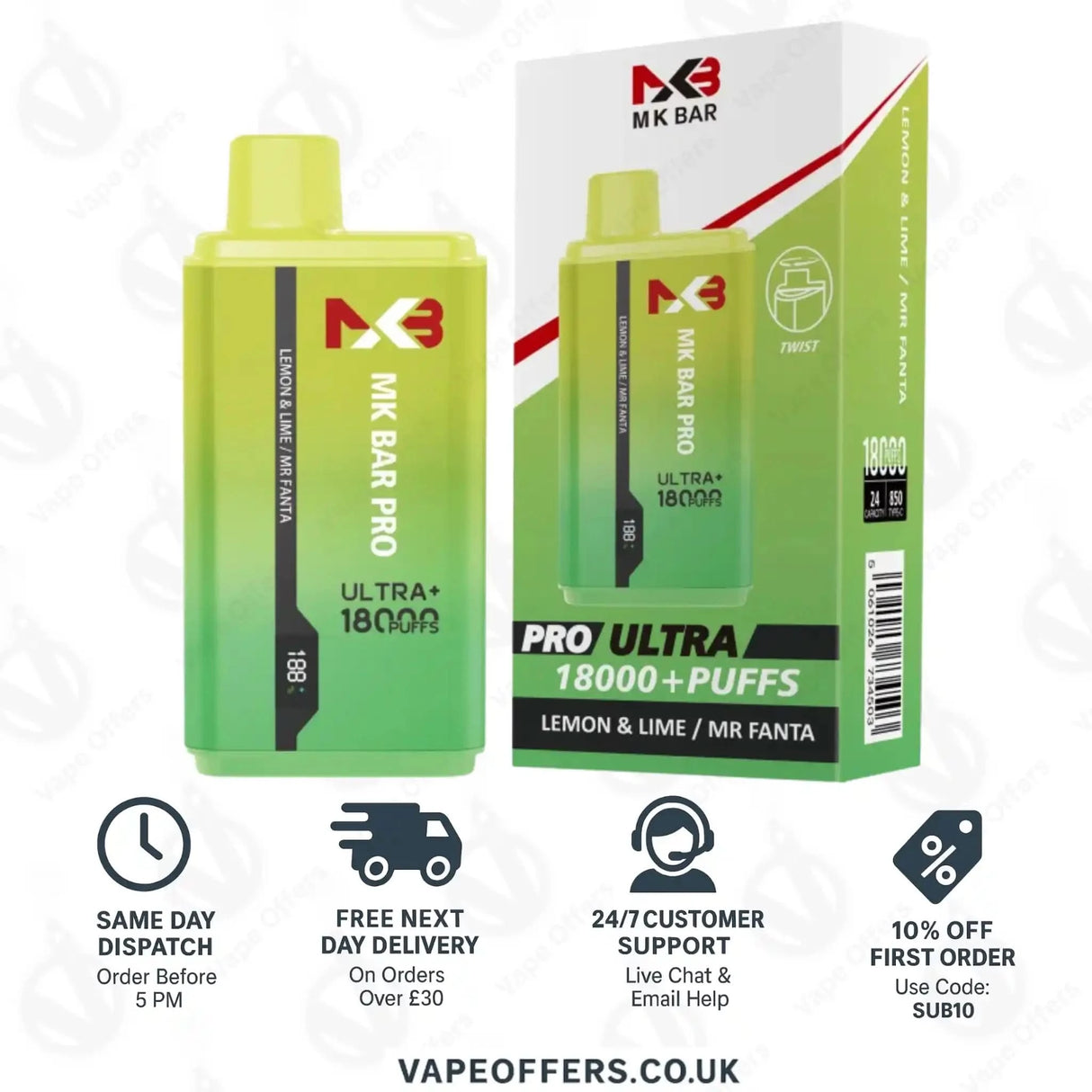 MK Bar Pro Ultra 18000 Lemon Lime Mr Fanta