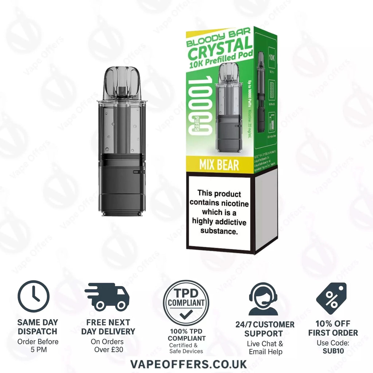 Mix Bear Bloody Bar Crystal 10K Prefilled Pod