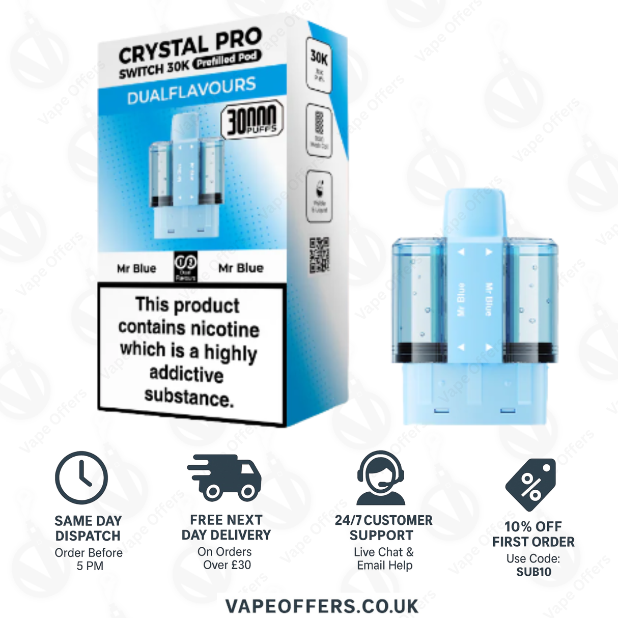 Crystal Pro Switch 30k Prefilled | Replacement Pods | 5 for £35