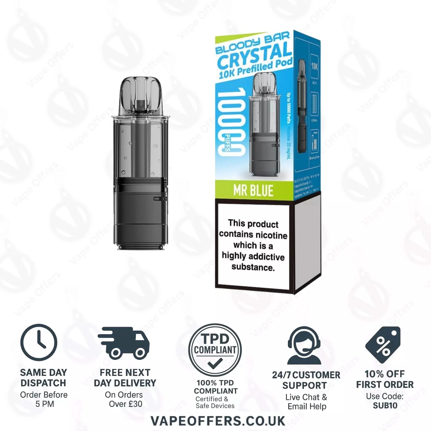 Mr Blue Bloody Bar Crystal 10K Prefilled Pod