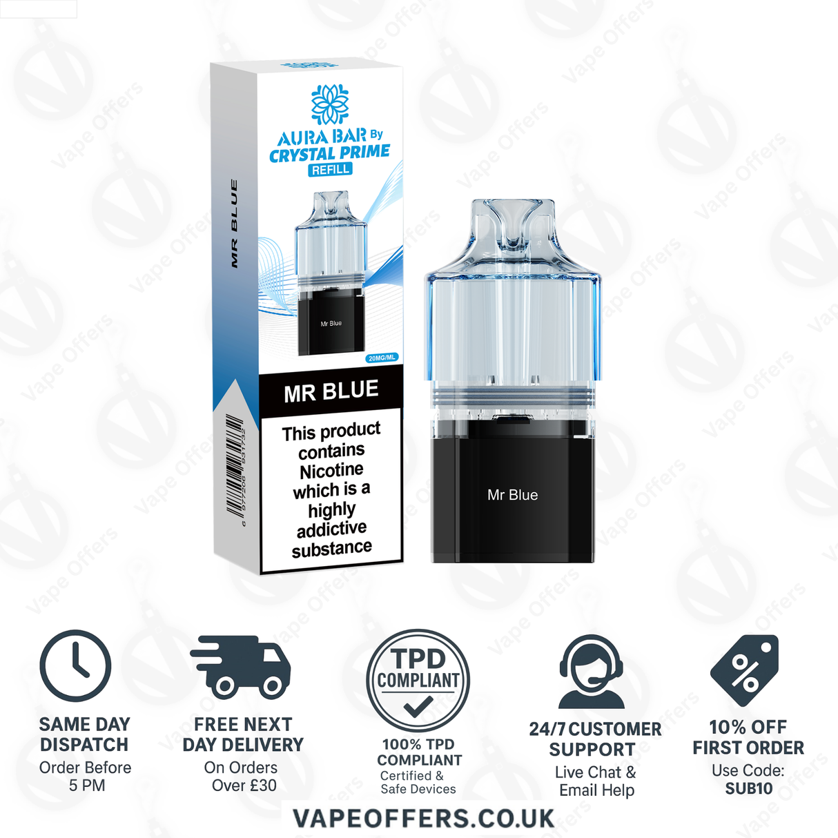 Mr Blue Crystal Prime Aura Bar 10k Pod