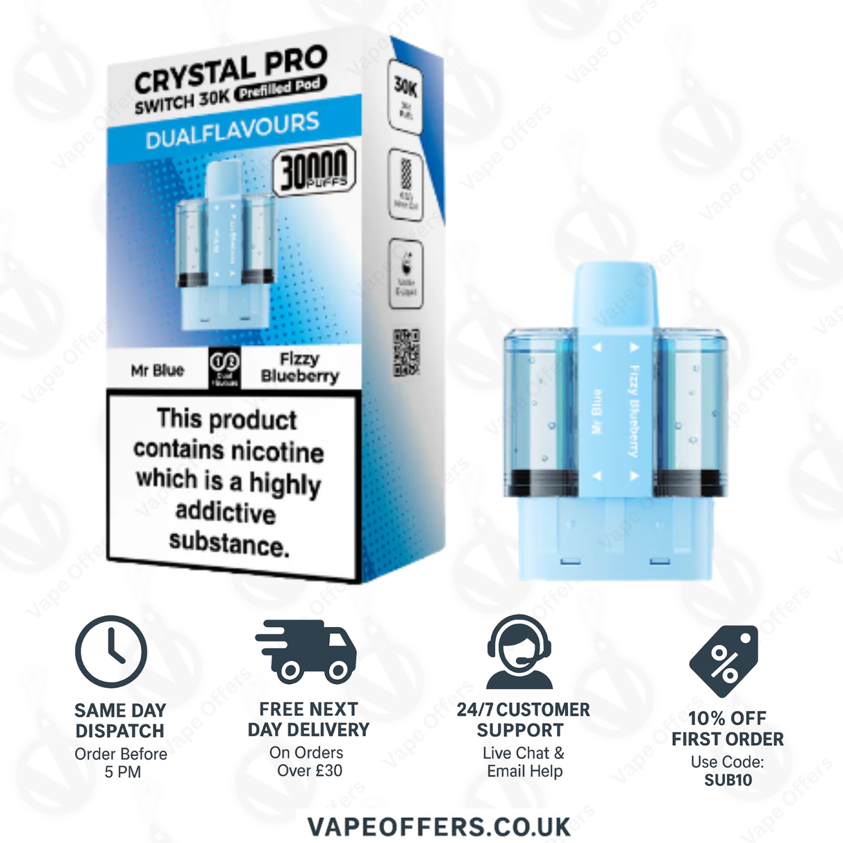 Crystal Pro Switch 30k Prefilled | Replacement Pods | 5 for £35