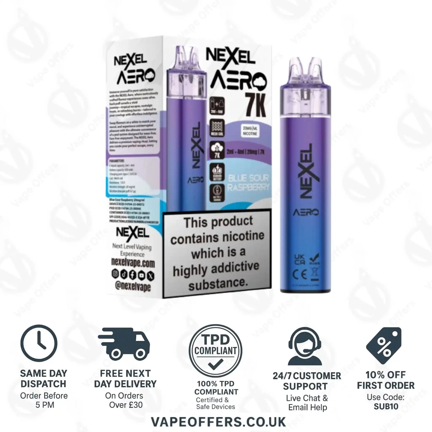 Nexel Aero 7K Prefilled Pod Kit Blue Sour Raspberry