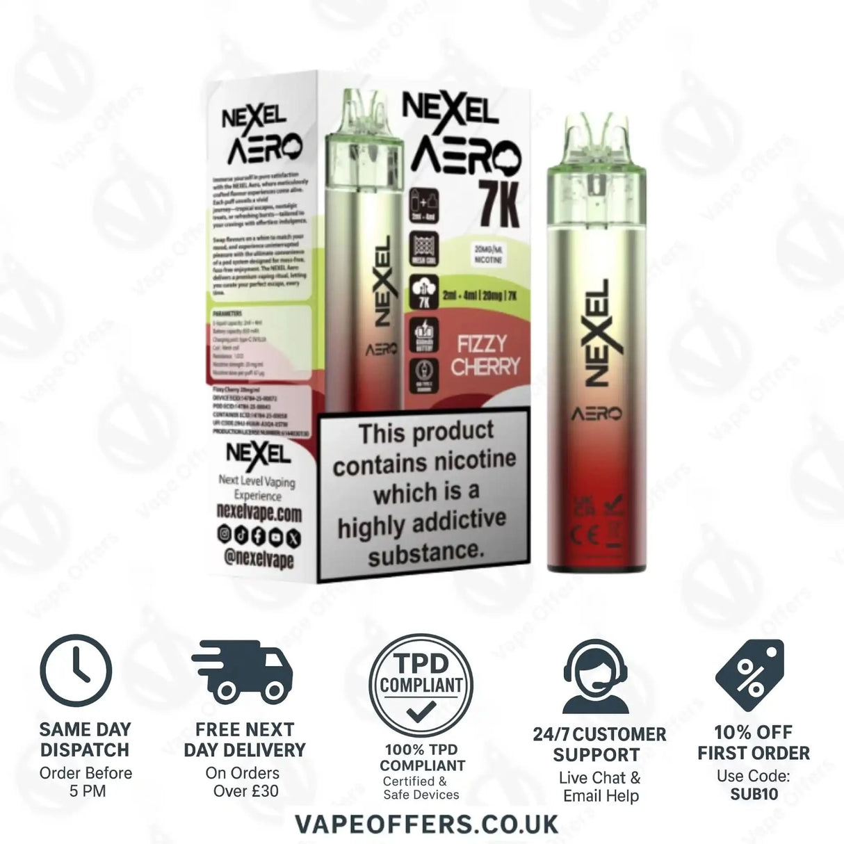 Nexel Aero 7K Prefilled Pod Kit Fizzy Cherry