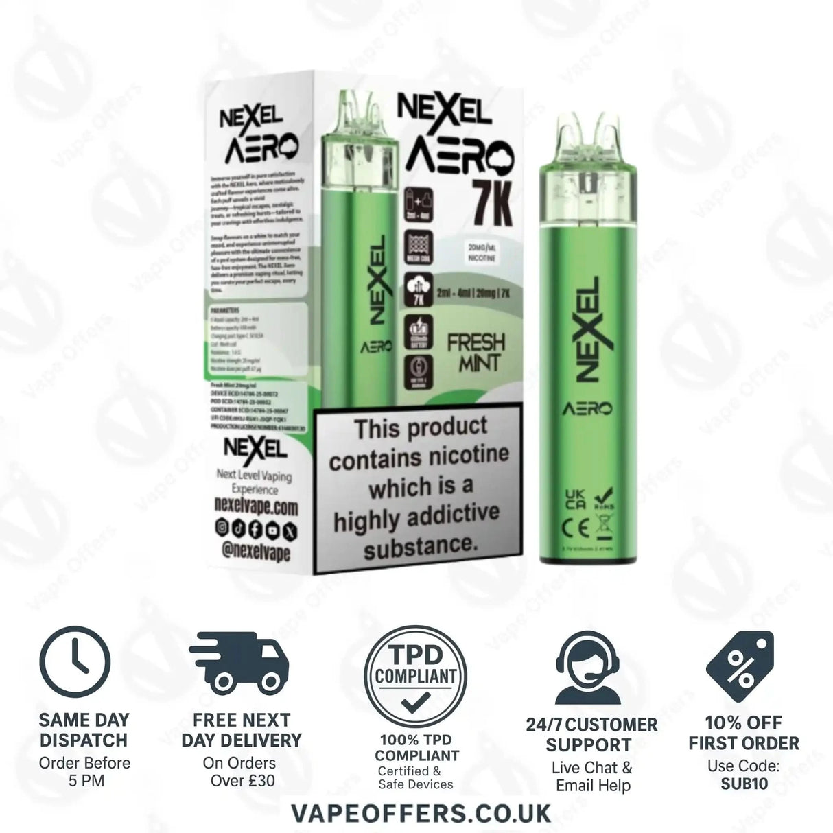 Nexel Aero 7K Prefilled Pod Kit Fresh Mint