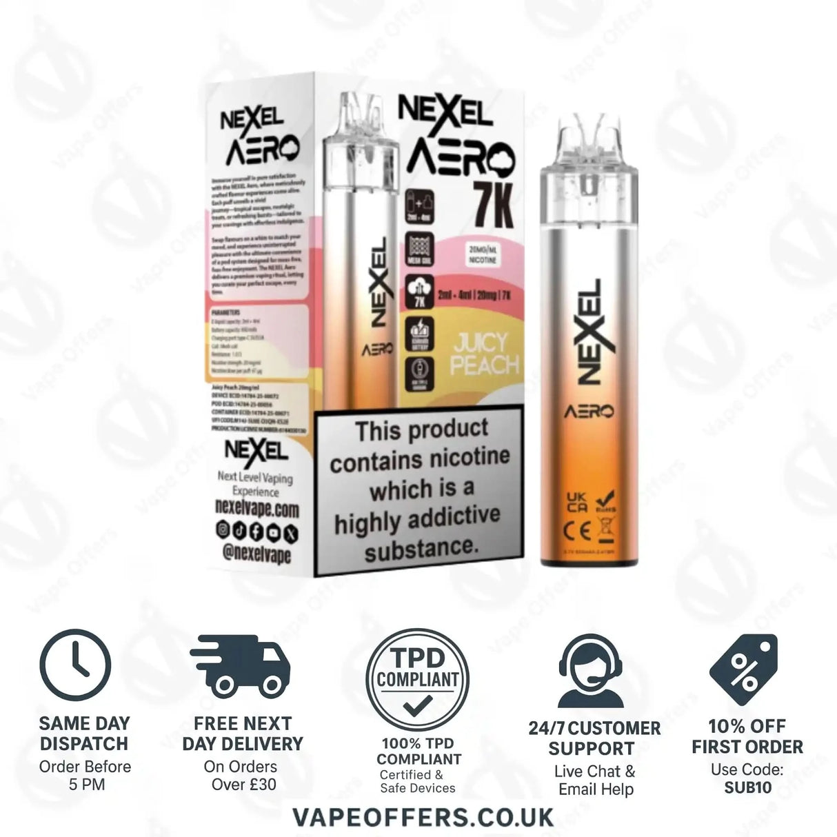 Nexel Aero 7K Prefilled Pod Kit Juicy Peach