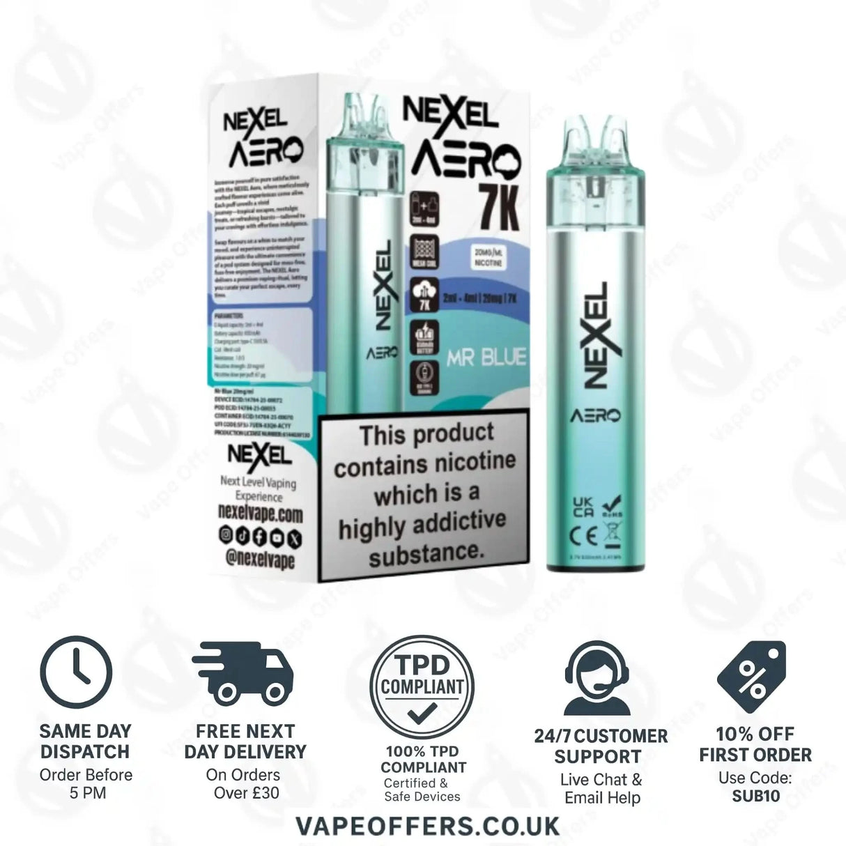 Nexel Aero 7K Prefilled Pod Kit Mr Blue