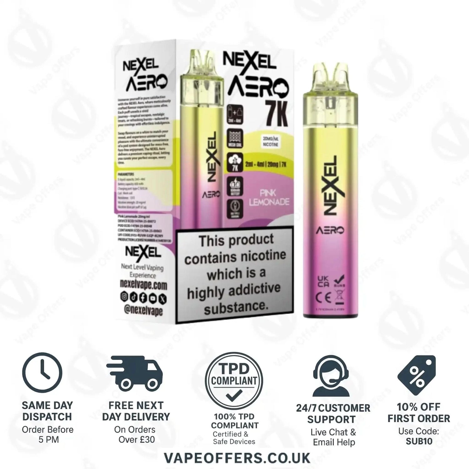 Nexel Aero 7K Prefilled Pod Kit Pink Lemonade