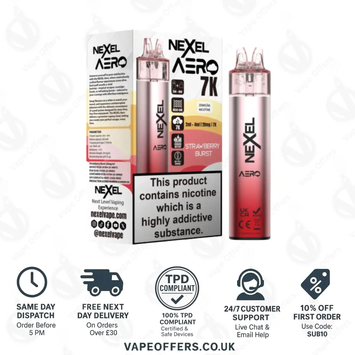 Nexel Aero 7K Prefilled Pod Kit Strawberry Burst