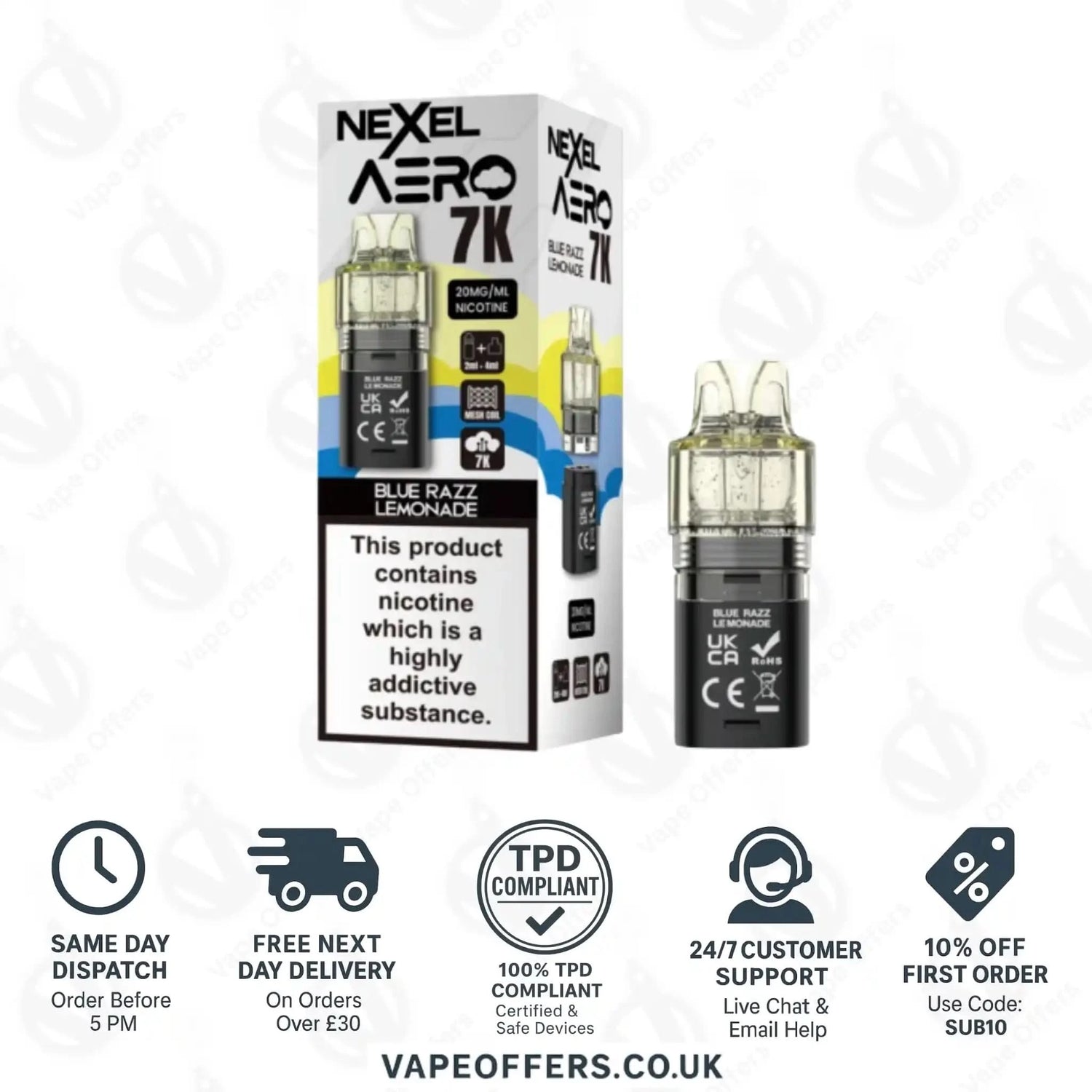 Nexel Aero 7K Prefilled Pods Blue Razz Lemonade