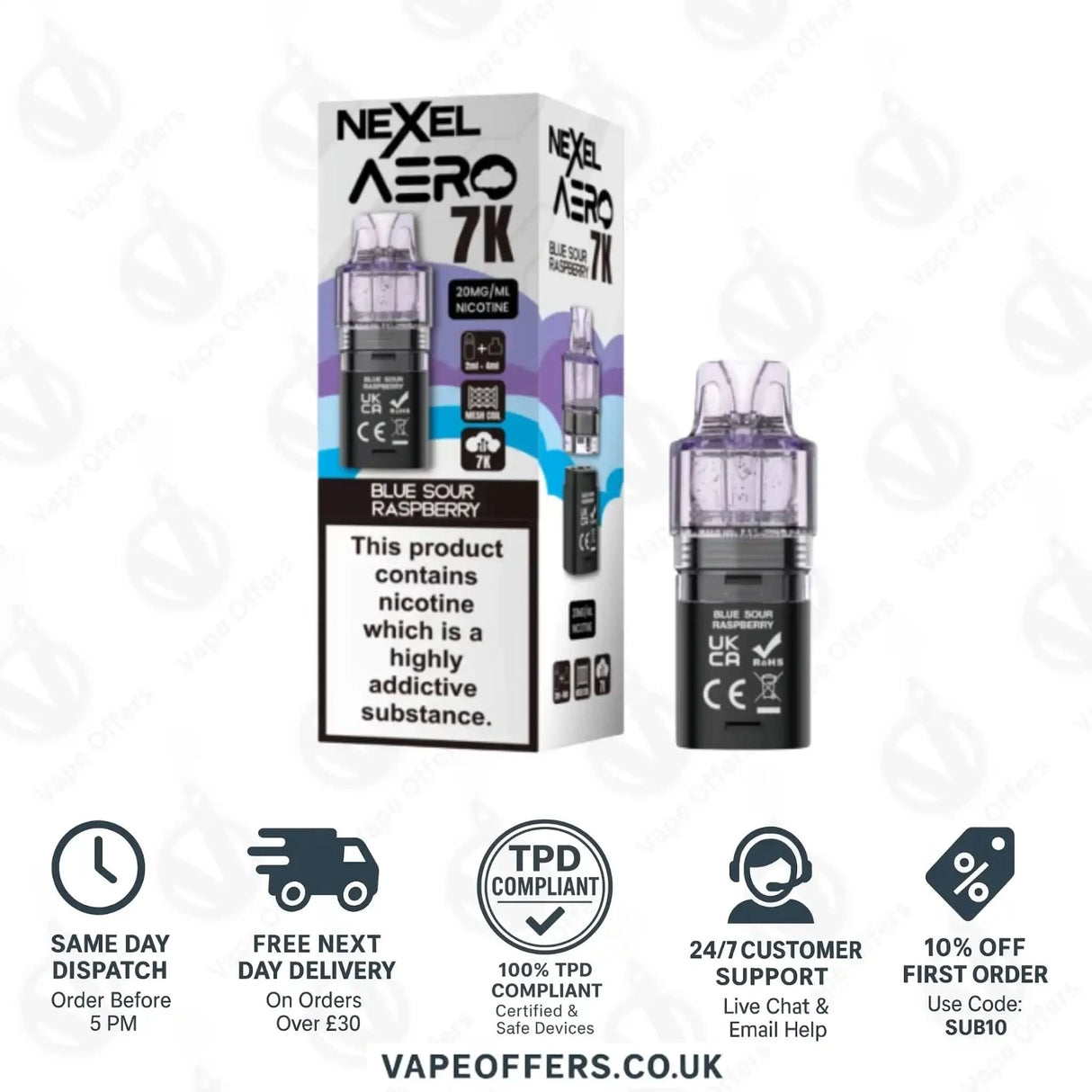Nexel Aero 7K Prefilled Pods Blue Sour Raspberry