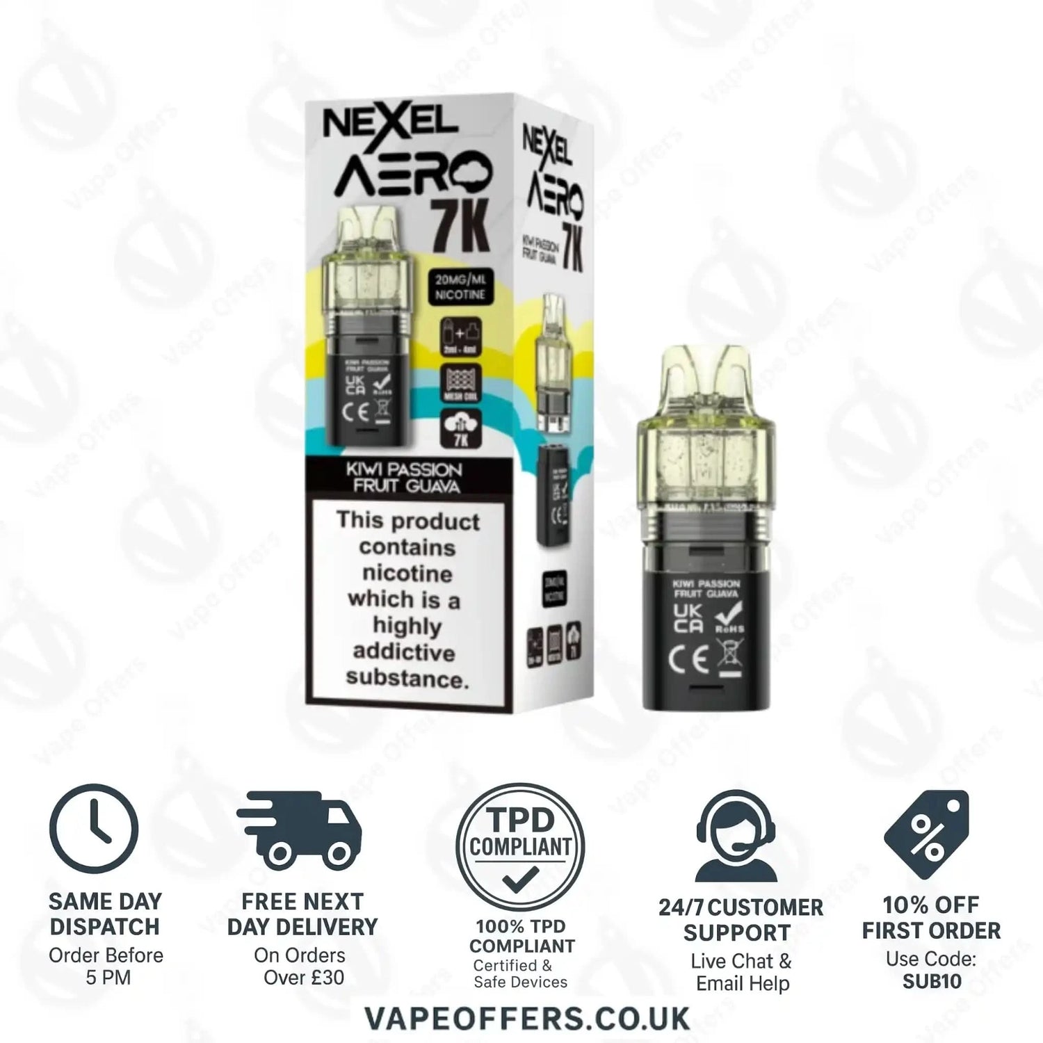 Nexel Aero 7K Prefilled Pods Kiwi Passion Fruit Guava