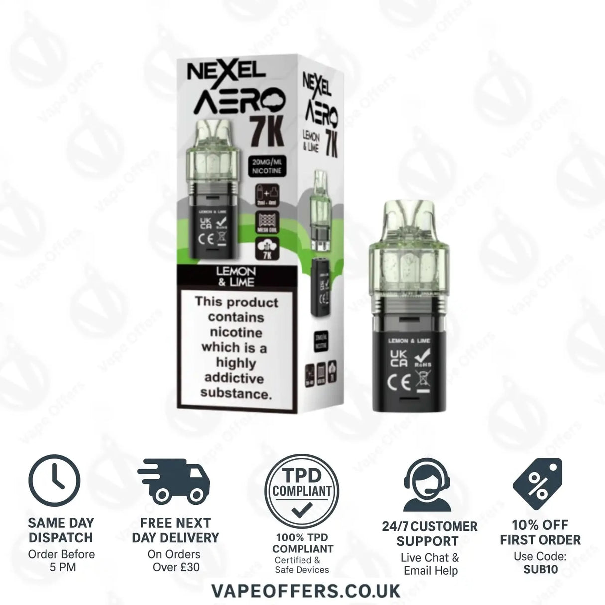 Nexel Aero 7K Prefilled Pods Lemon Lime