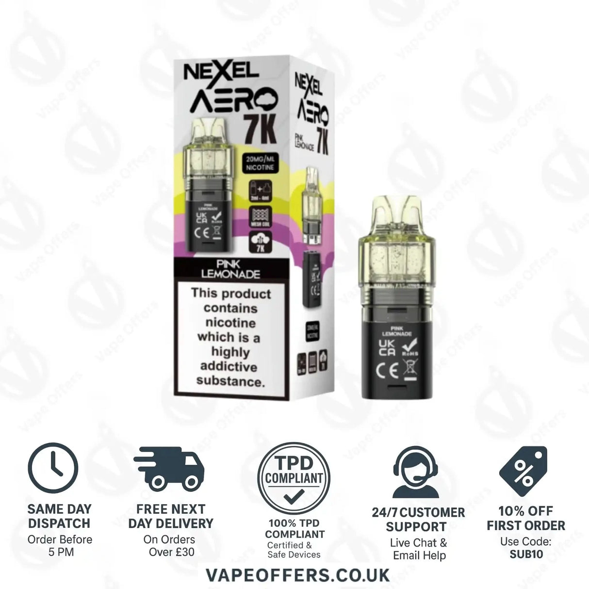 Nexel Aero 7K Prefilled Pods Pink Lemonade