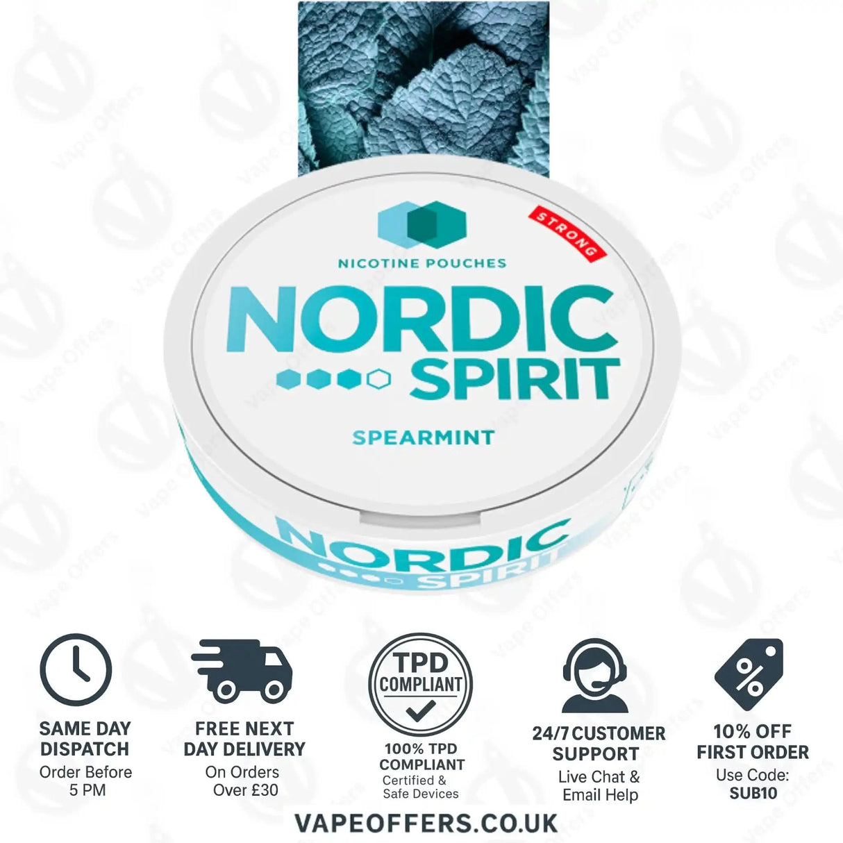 Nordic Spirit Nicotine Pouches Spearmint Strong