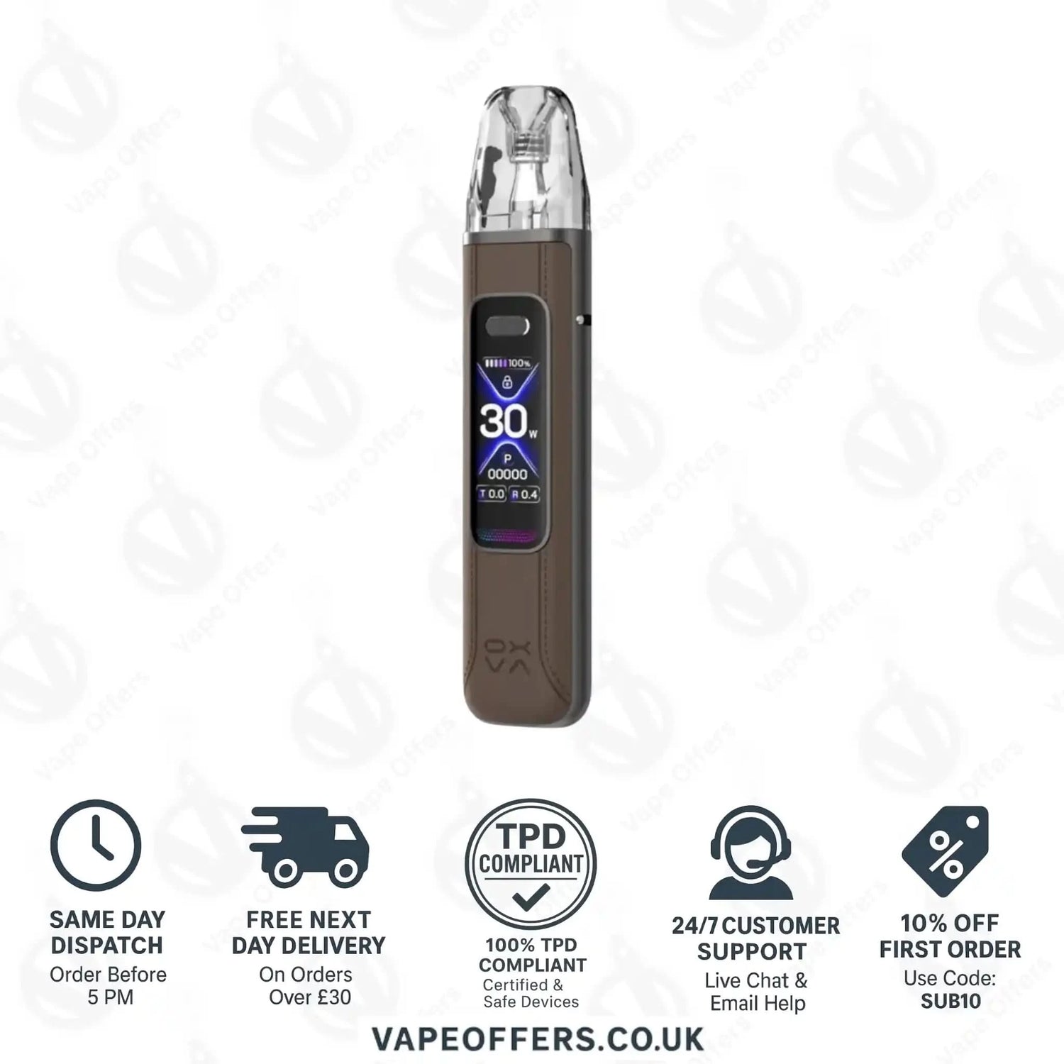 OXVA Xlim Pro 3 Pod Vape Kit Brown Leather