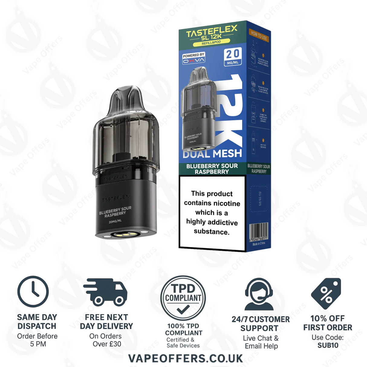 Oxva Tasteflex SL 12K Prefilled Pod Blueberry Sour Raspberry