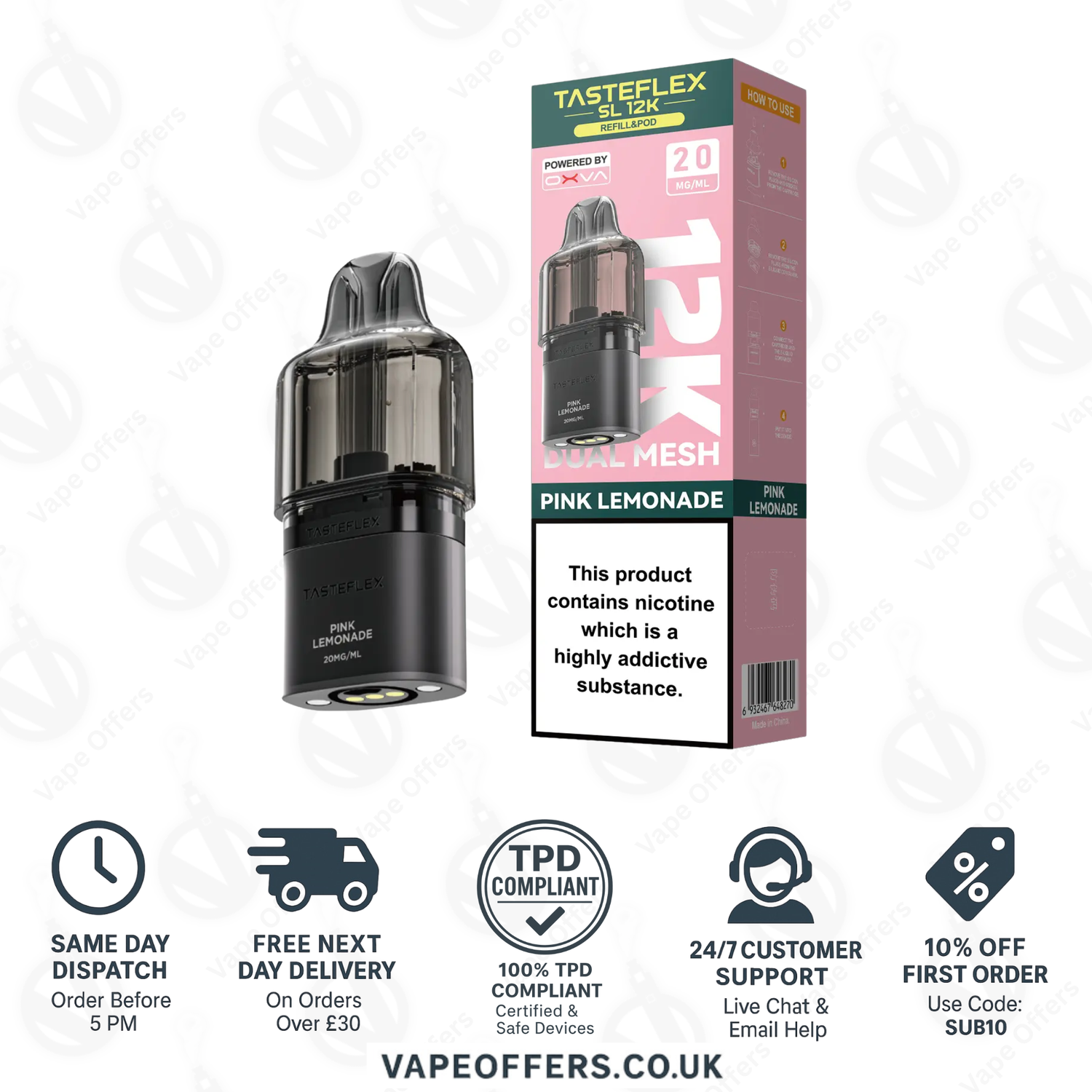 Oxva Tasteflex SL 12K Prefilled Pod Pink Lemonade