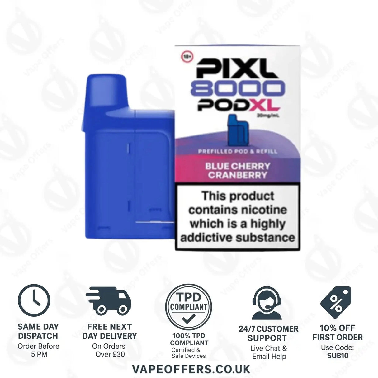 PIXL 8000 Prefilled Vape Pod Blue Cherry Cranberry