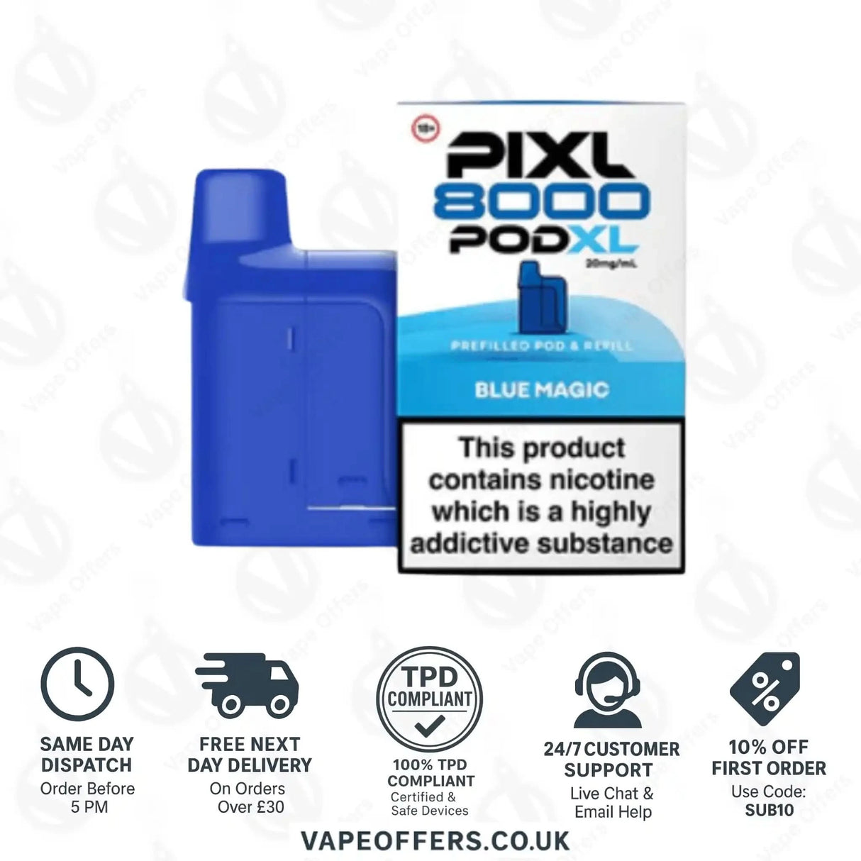 PIXL 8000 Prefilled Vape Pod Blue Magic