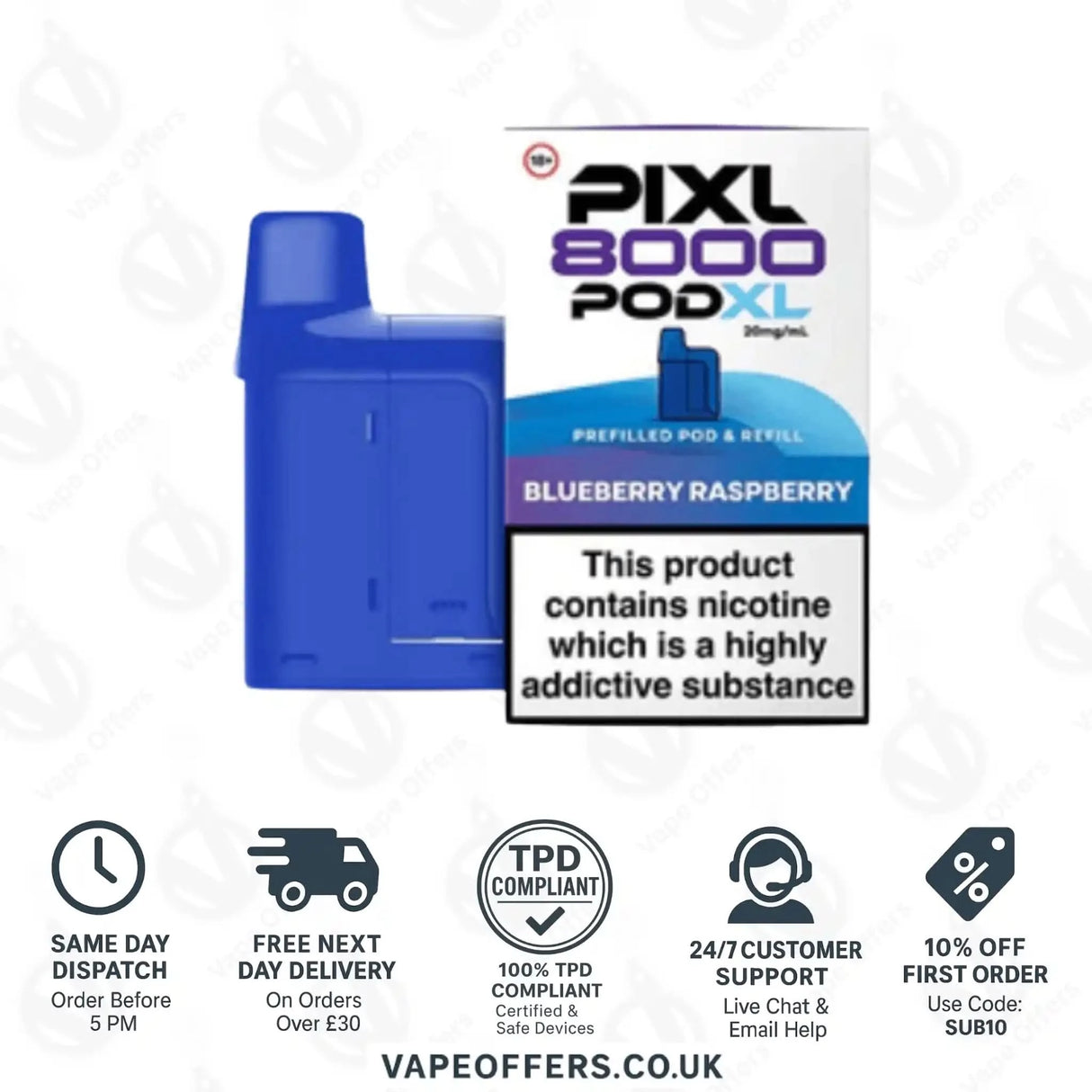 PIXL 8000 Prefilled Vape Pod Blueberry Raspberry