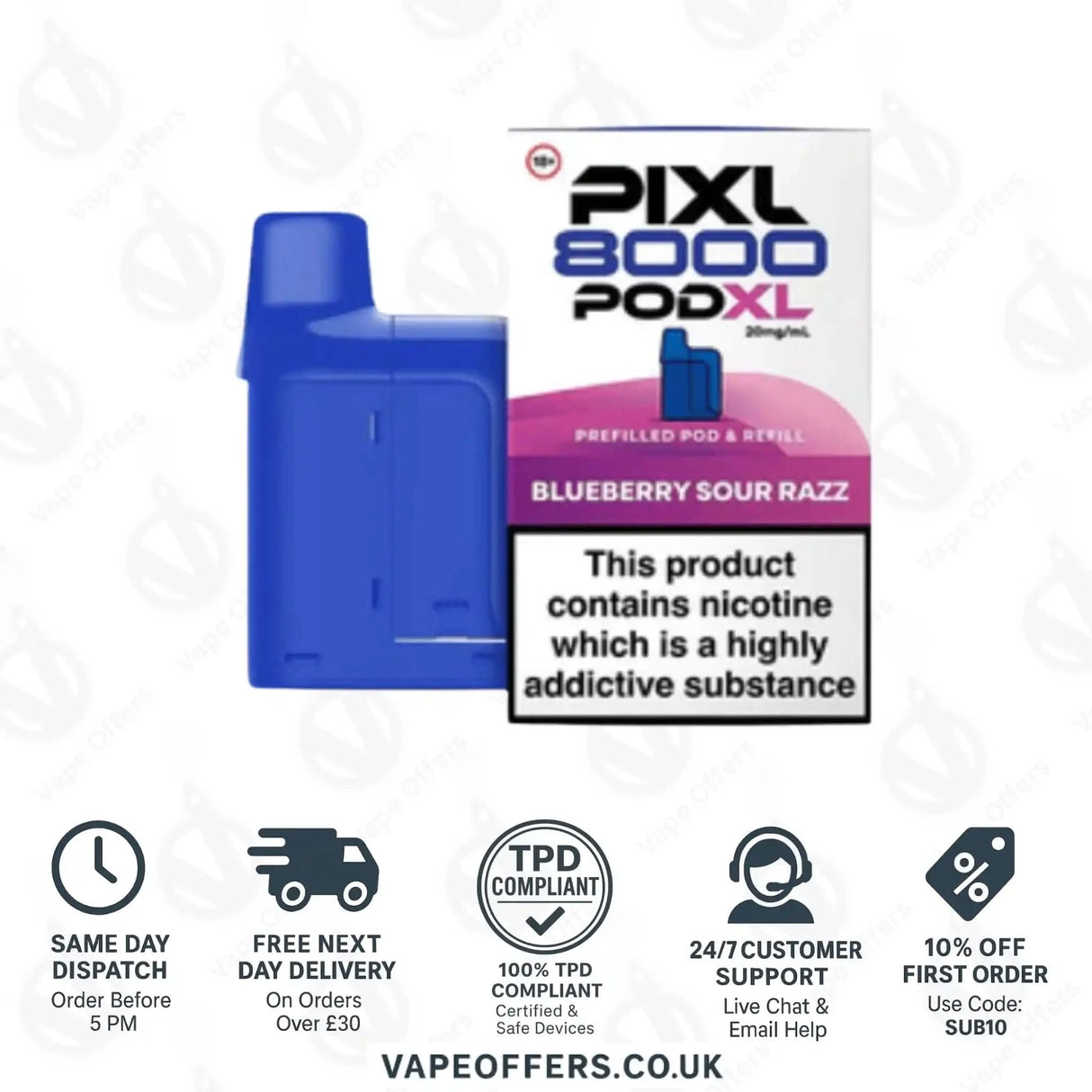 PIXL 8000 Prefilled Vape Pod Blueberry Sour Razz