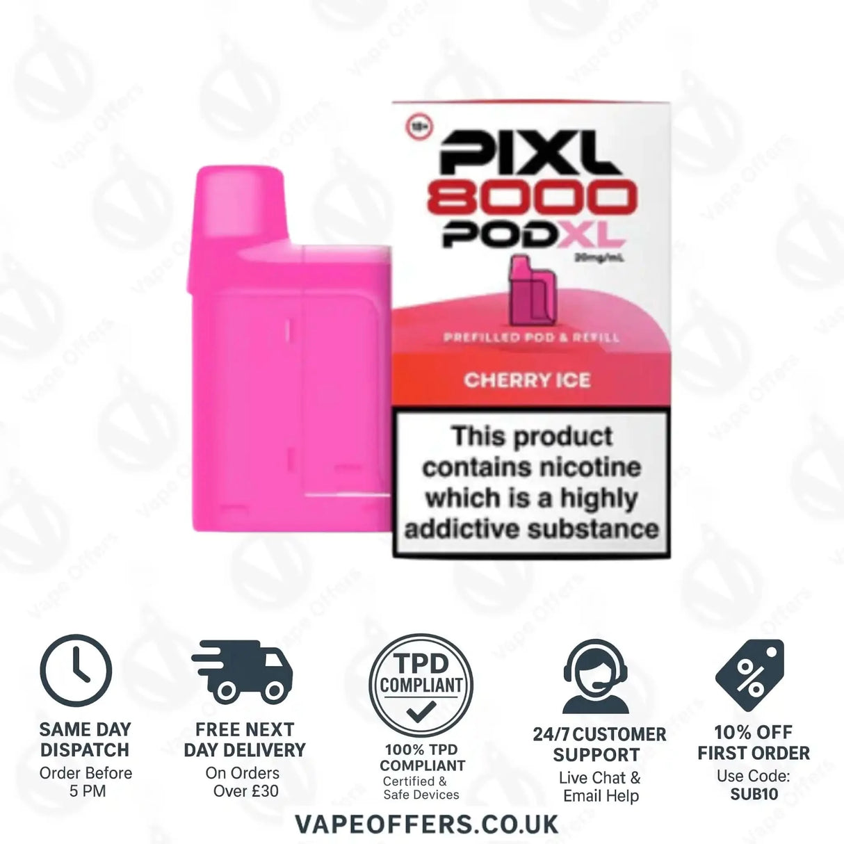 PIXL 8000 Prefilled Vape Pod Cherry Ice