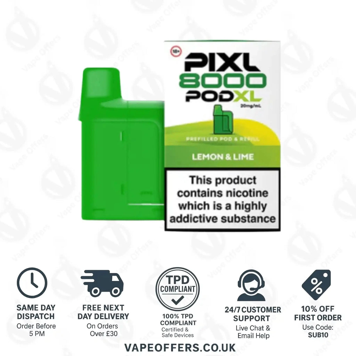 PIXL 8000 Prefilled Vape Pod Lemon & Lime